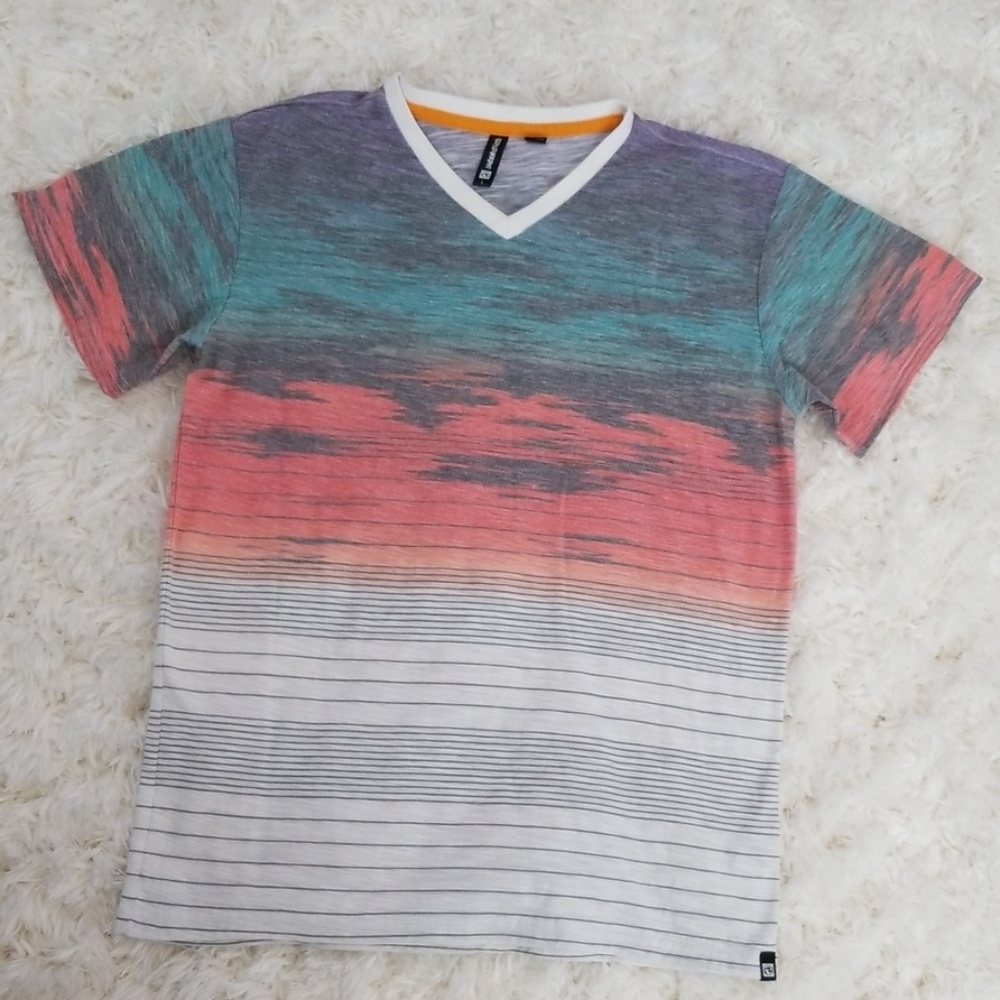 Boys V Neck Ombre Stripe Tee